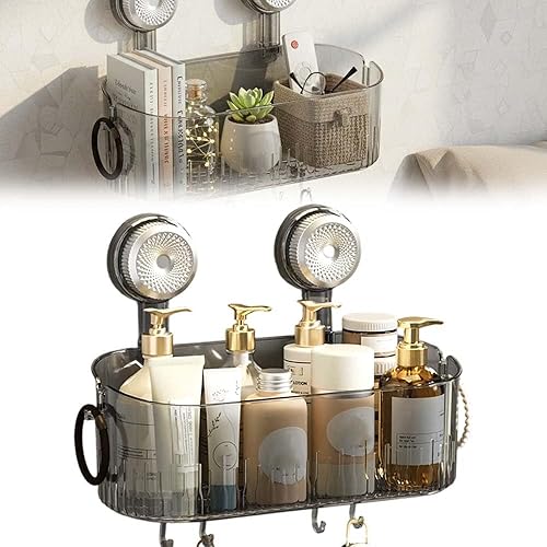Caja de almacenamiento de succión para baño sin taladros, estante de ventosa mejorado 2026, organizador de baño portátil montado en la pared para