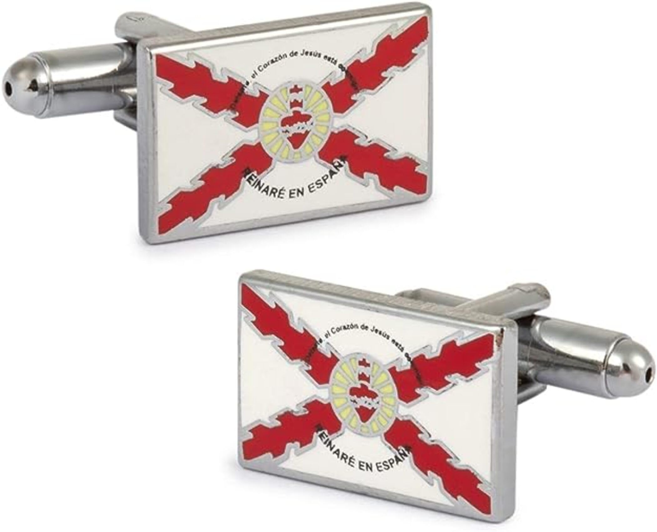 Gemelolandia | Gemelos de Camisa Detente Sagrado Corazon Aspa Borgoña 18x11mm Gemelos Originales Para Camisas | Para Hombres y Niños | Regalos Para Bodas, Comuniones, Bautizos y Otros Eventos