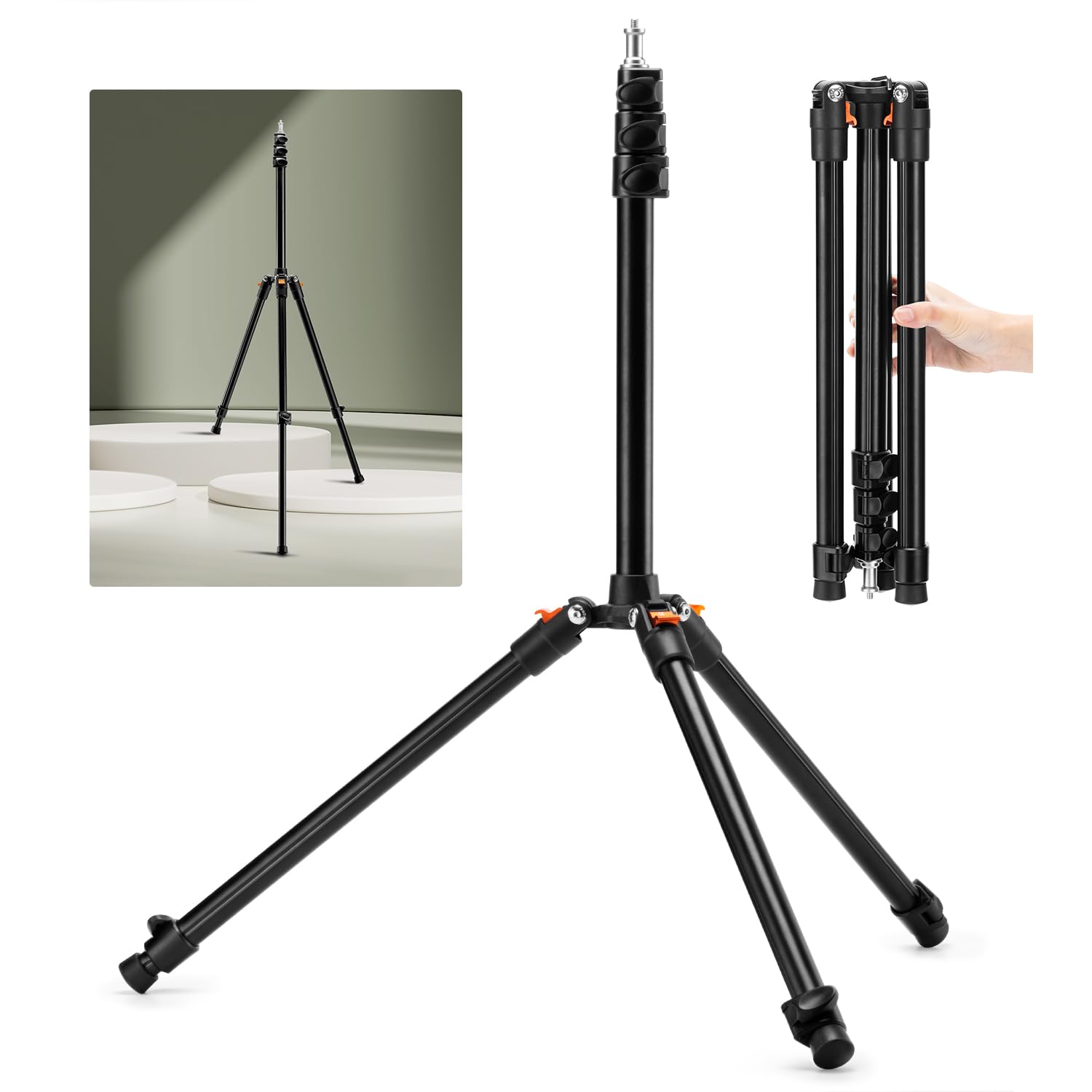 Photo 1 of K&F CONCEPT Extendable Photography Stand, Adjustable 6.56ft/78.7"/2M Aluminum Tripod with 1/4" Screw,Reversible Portable Studio Lighting Tripod for Strobe Light/Webcams/Cameras with Bag(2-Pack)