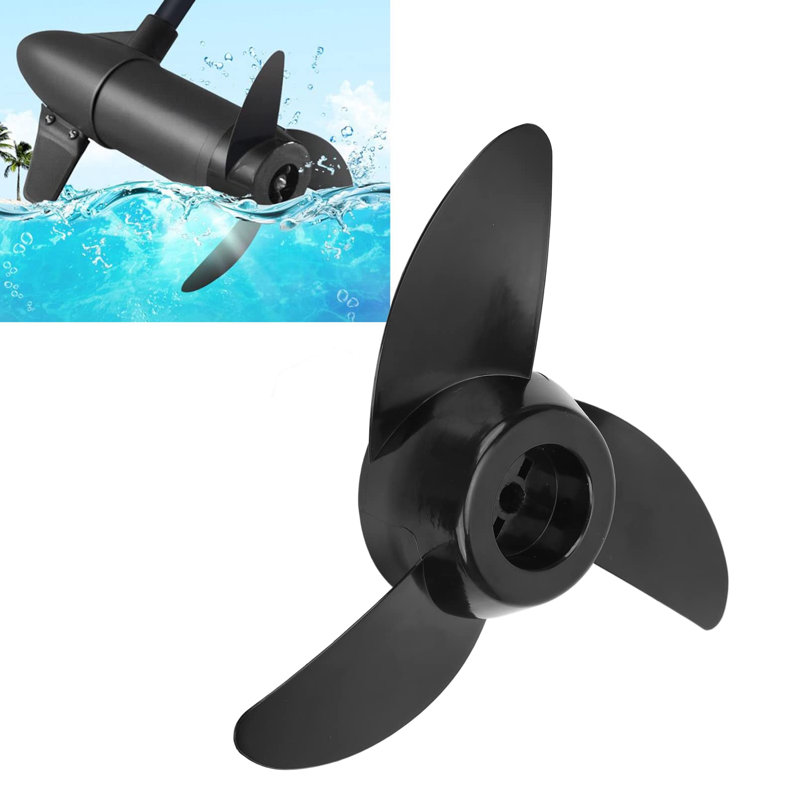 Akozon Elektro-Außenbord-Propeller-Set mit 3 Blättern für 28lb, 36lb, 46lb 12V 24V Trolling-Motoren, Zubehör