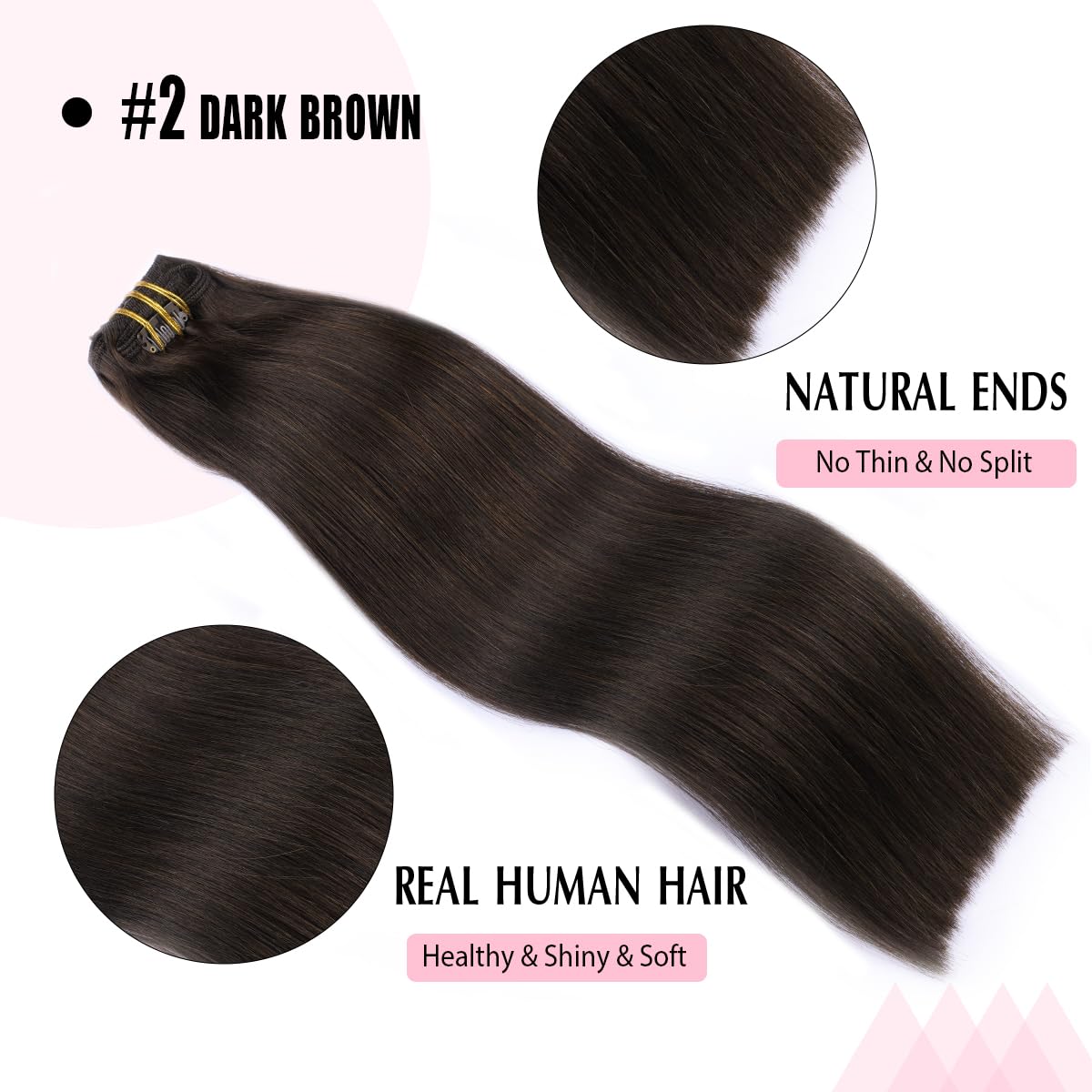 SURNEL Extensiones Clip Pelo Natural 100g 35cm 6 Piezas Castaño Chocolate Extensiones De Clip De Humano Real Extensiones Pelo Natural Remy (C#4-35cm) — view 79