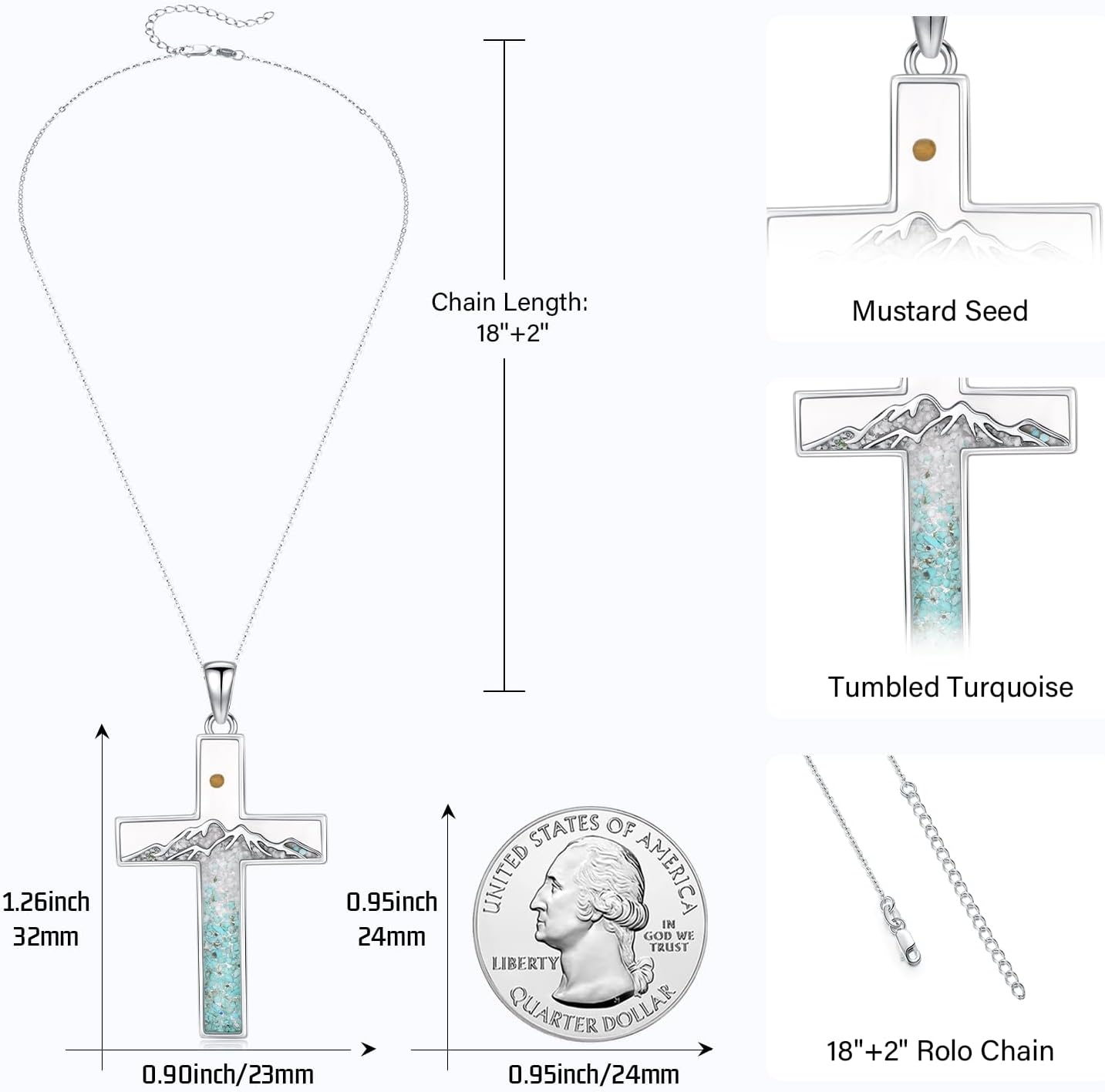 Mountain Necklace 925 Sterling Silver Mustard Seed Pendant Necklace Jewelry Gifts for Women Girls - Image 6