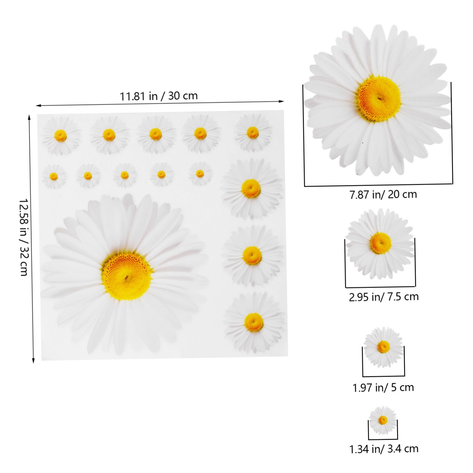 TOYANDONA 5piezas Pegatina Decorativa De Pared Diseño De Flores De Margarita Calcomanía Autoadhesiva Para Decoración De Salón y Habitaciones Para Superficies Lisas