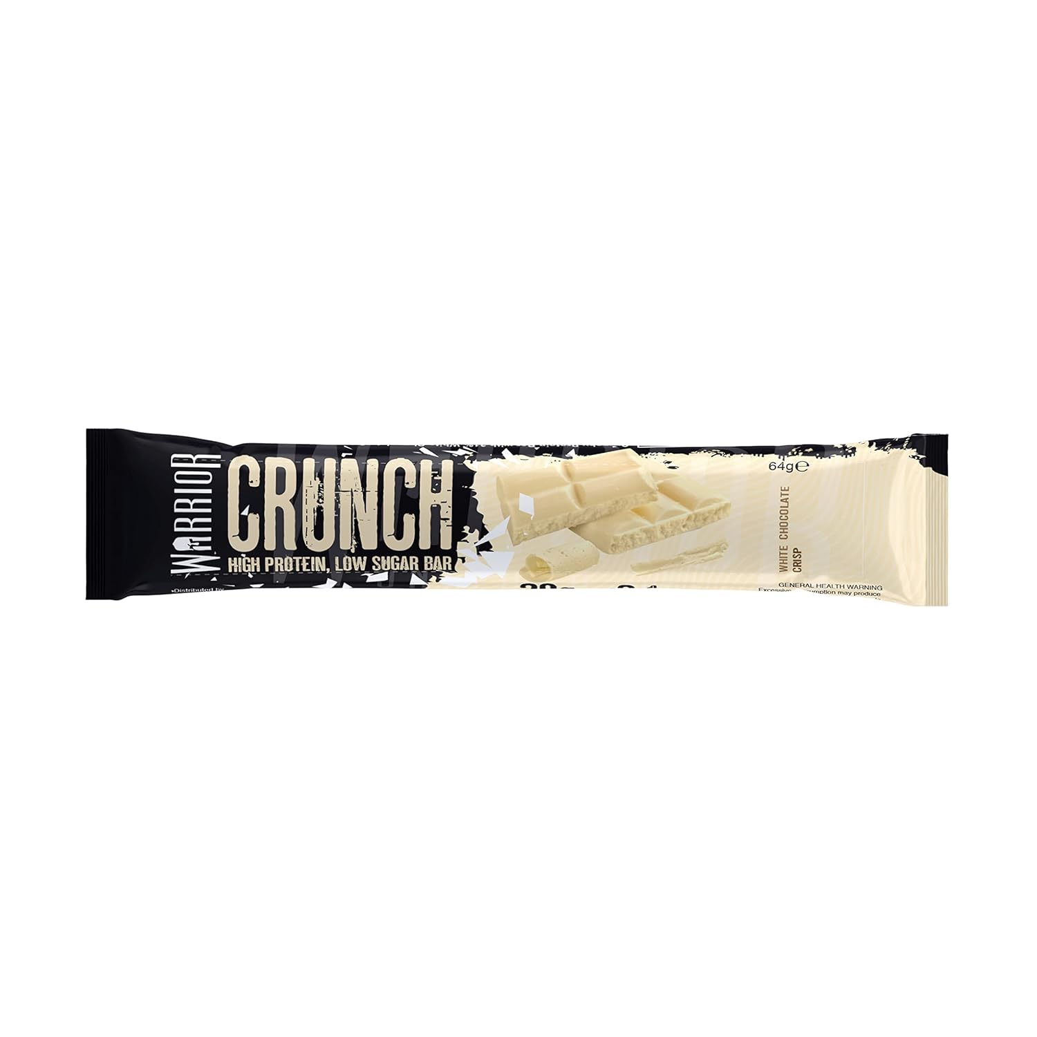 Warrior Crunch High Protein Low Carb White Chocolate Crisp Bar, 64 g, Pack of 12