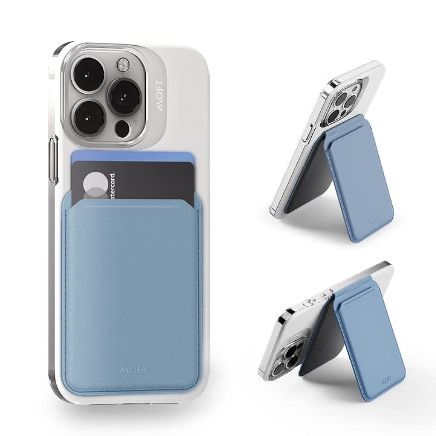 MOFTMagSafe Compatible Wallet Quick Access for iPhone 14 /iPhone 13/ iPhone12 Series Open ID Window Convenient Card Use and Sturdy Stand with Steel Hinge Flash Wallet Phone Stand,Windyblue