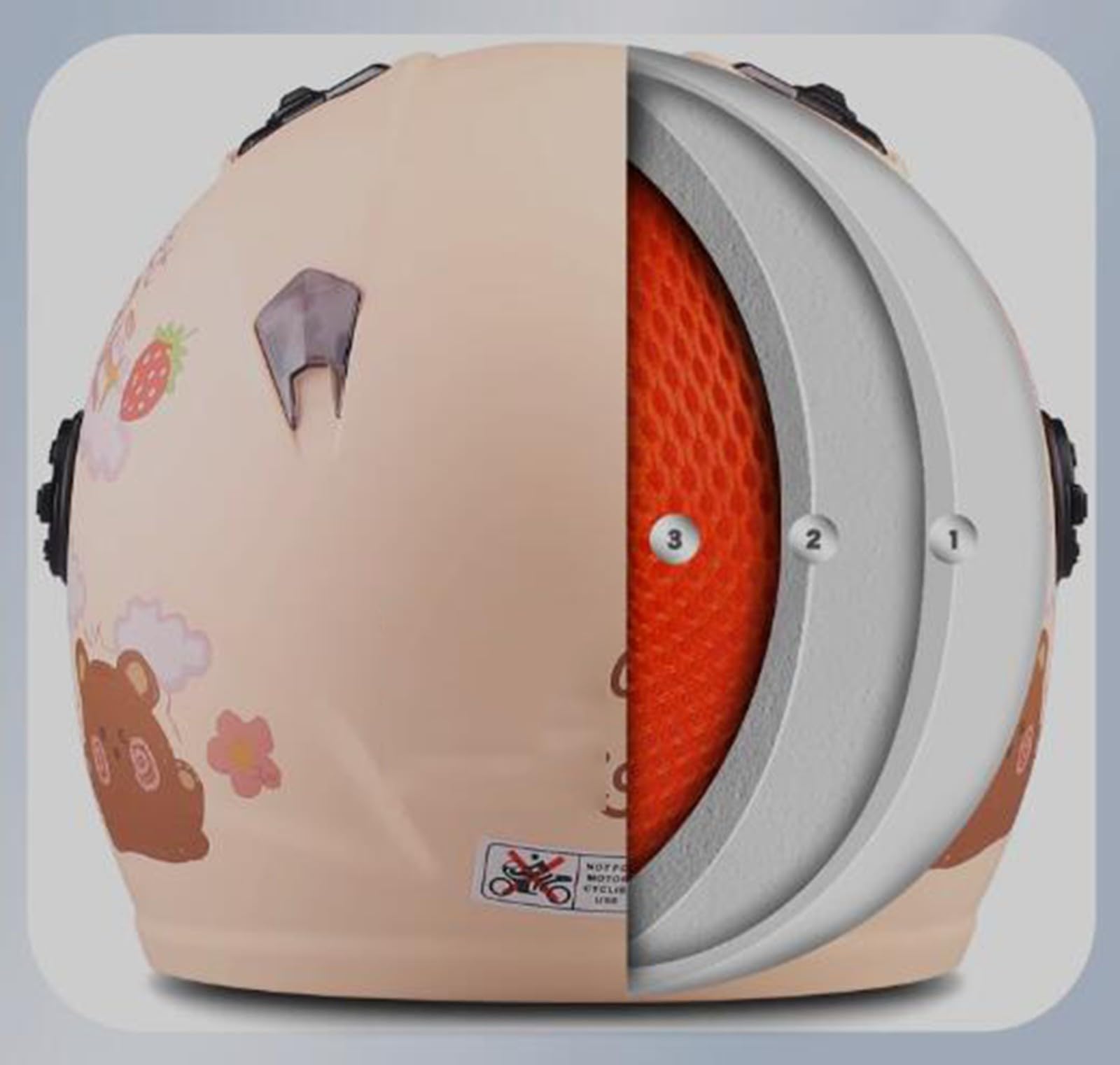 Casco De Moto para Niños Medio Casco Lindo 3/4 Cascos De Dibujos Animados De Cara Abierta Ciclomotor para Niños Y Niñas Casco para Todas Las Estaciones con Visera Solar A,50-54CM