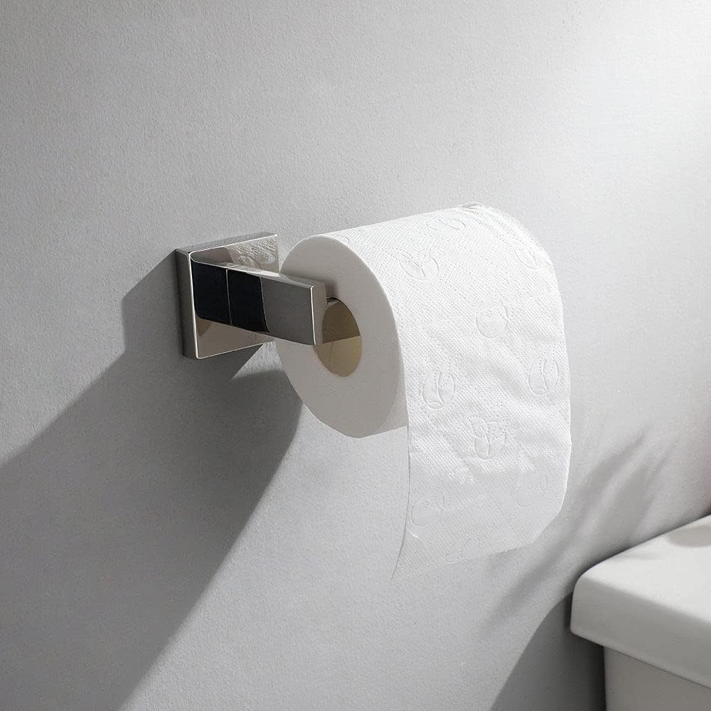 Mirror Polished Chrome Plated Stainless Steel Bathroom Accessory Kit - Towel Rack, Bar, Paper Holder, Robe Hook