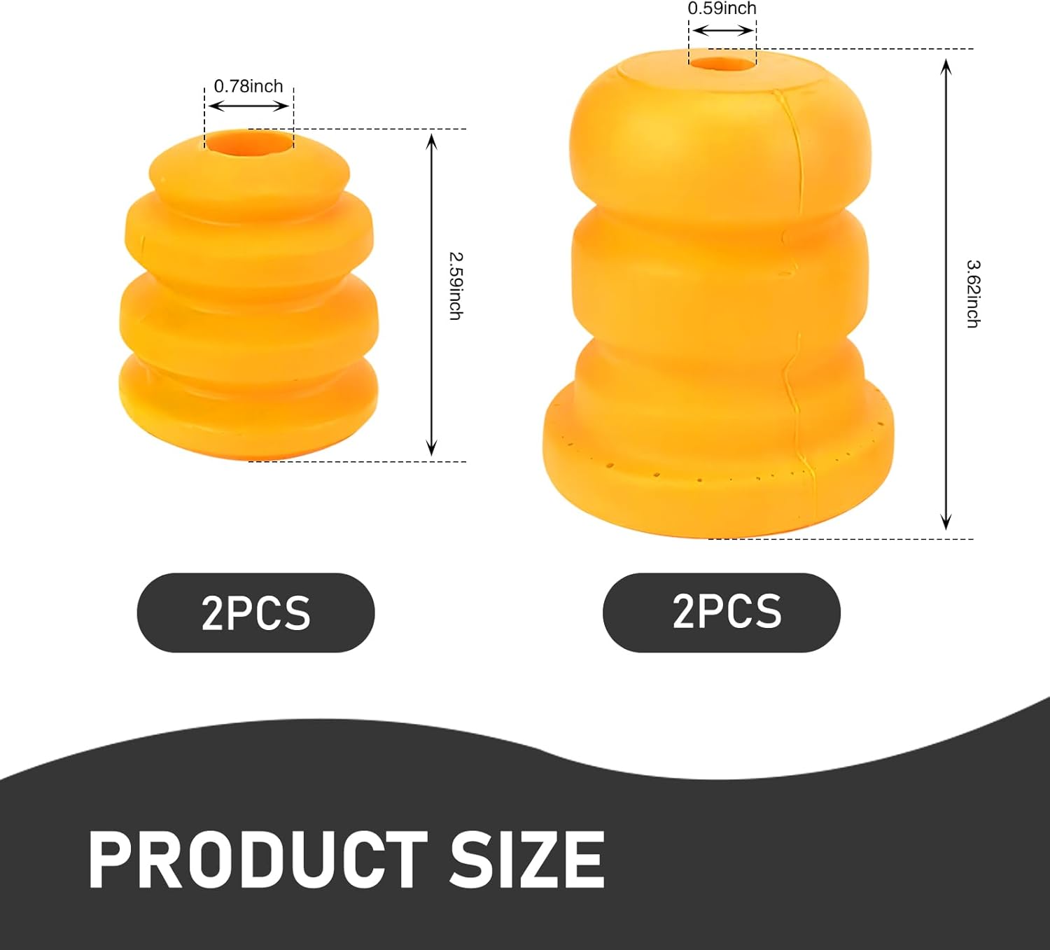 Pack-4 Car Front Lower Suspension Bump Rubber Pads, Original OE Replacement 15153958 15039397, Control Arm Bumper Shock Absorbing Blocks, Compatible with Cadillac Chevrolet GMC (Yellow)