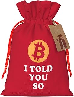 I Told You So Bitcoin Christmas Gift Bags, Santa Wrapping Bags, With Drawstring And Tags Reusable, Xmas Presents Bag, Holiday Party Favors, Birthday & Christmas Gift