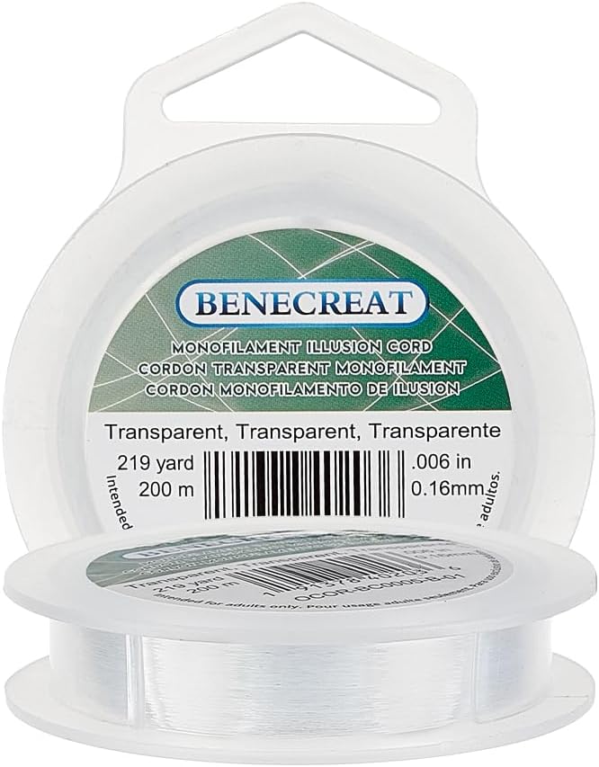 BENECREAT 200m (0.1mm) Nylon Beading Thread – Strong & Invisible Jewelry Making Wire for Bracelets, Necklaces, Fishing, Hanging Decor – Soft, Flexible Craft String for Beads & DIY Projects