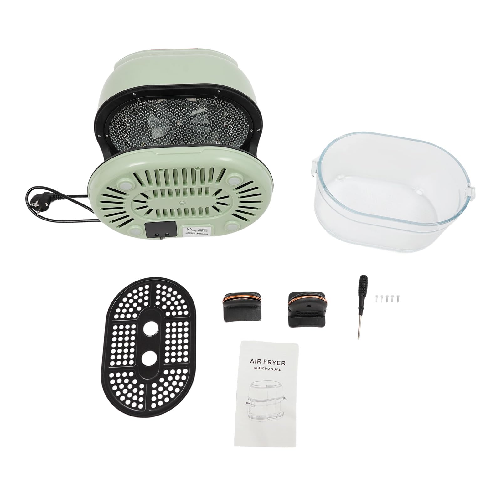 Friggitrice ad aria calda intelligente 4L 1350W Airfryer senza olio con finestra di visualizzazione, touchscreen, timer e regolazione della temperatura 80-190℃, per 2-4 porzioni, cottura a basso