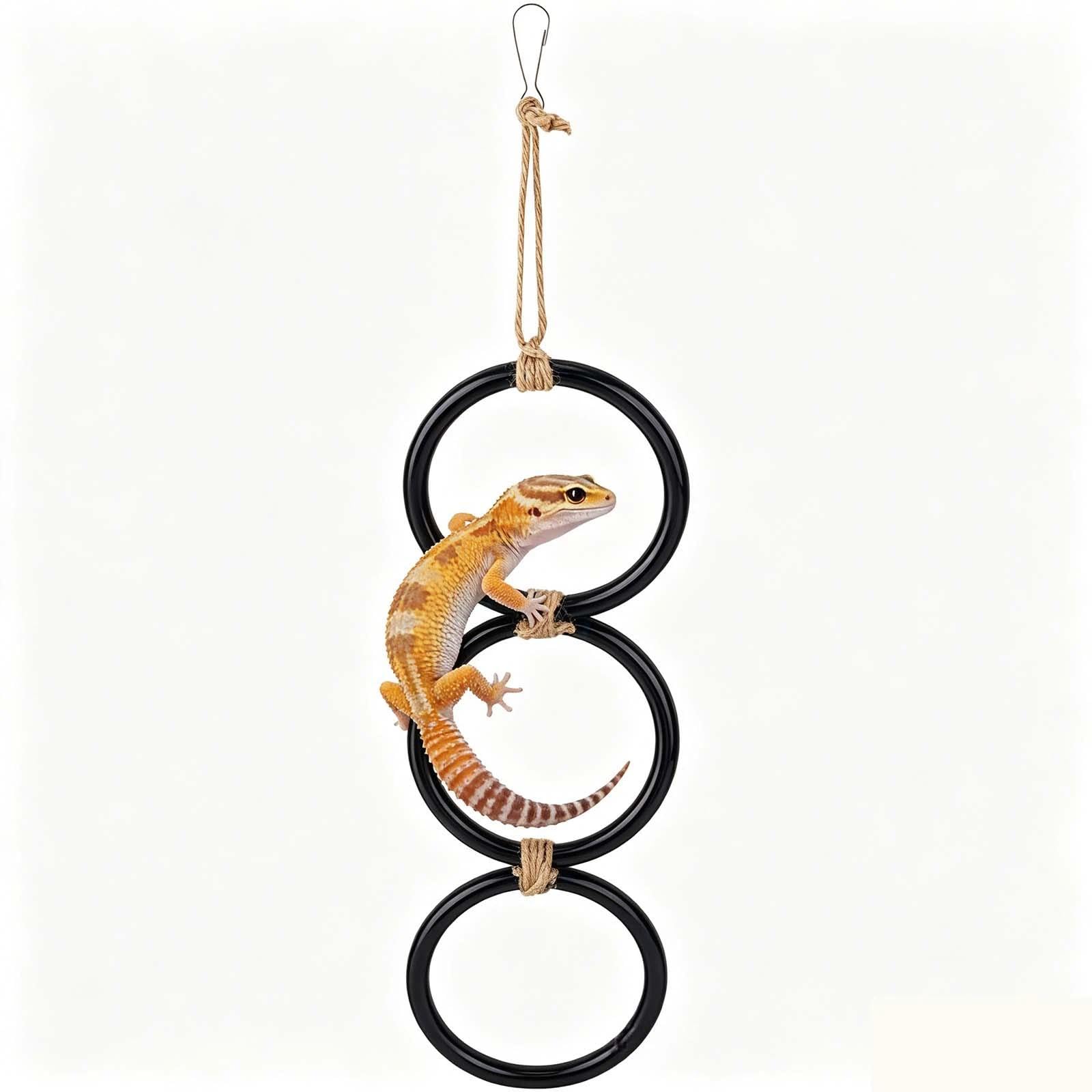 SEECCC Snake Accessories for Vivarium, Climbing Ring Set With Secure Locks, Hanging Reptile Exercise For Snakes, Geckos, Lizards & Birds, Mental Stimulation Cage Accessories For Reptile Habitat