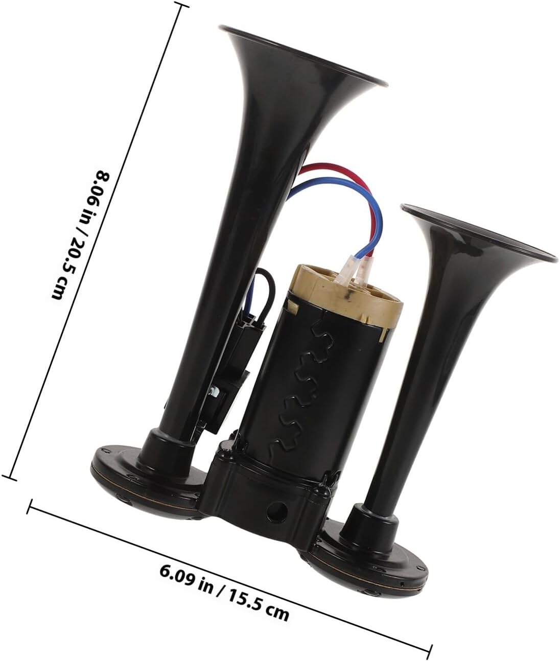 135db Electric Car Air Horn Kit Dual Trumpet Powerful Horn for Trucks Motorcycles and Boats 24v Black with Compressor