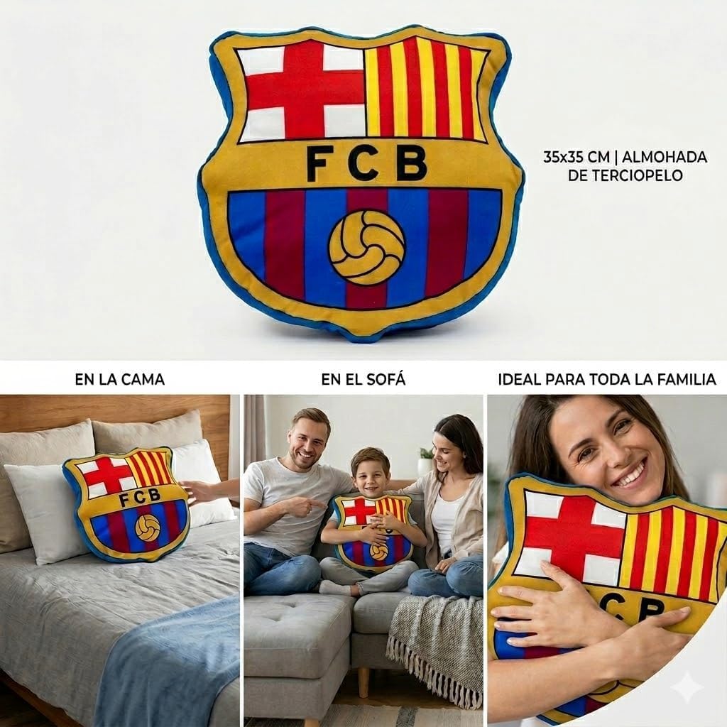 FC Barcelona Cojín Terciopelo 35 x 35 cm