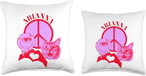 Miniatura 3 de Arianna Name Personalized Peace and Karma Co. Arianna - Almohada personalizada con el nombre "I Love Retro Cat Mom", 16 x 16 pulgadas, multicolor