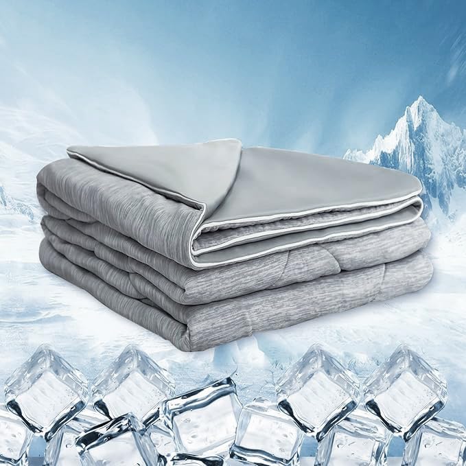 MH MYLUNE HOME Kühldecke Leichte Sommerdecke, Arc-Chill Q-Max0.458, 2in1 Kühlende Bettdecke 150x200, Sommerbettdecke Kuscheldecke Wohndecke Sofadecke Reisedecke Cooling Blanket (grau, 150 x 200 cm)