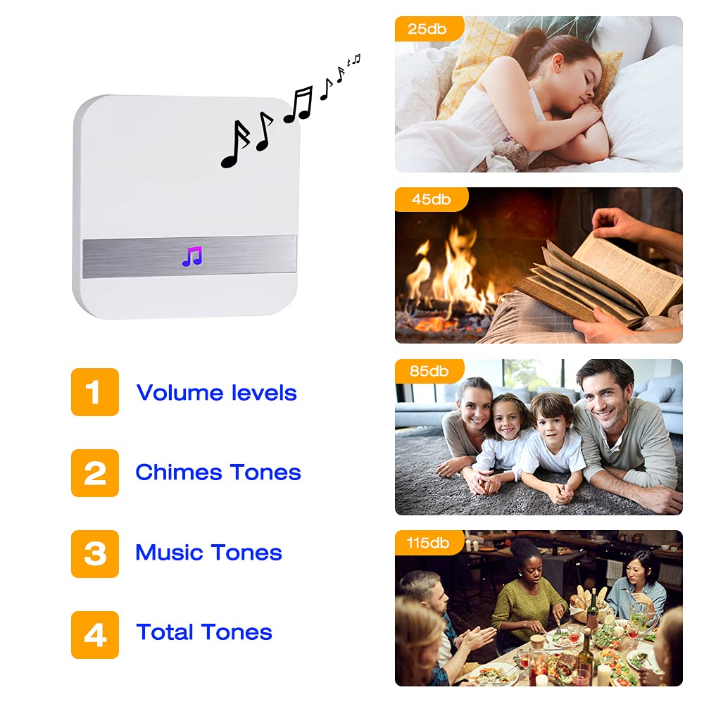 Botón de Llamada Emergencia/Smart Sistema Inalámbrico de Llamada para Ancianos,Emergencia Timbre Inalámbrico Botón de Llamada y Receptor para Mujeres Embarazadas,Pacientes,Ancianos