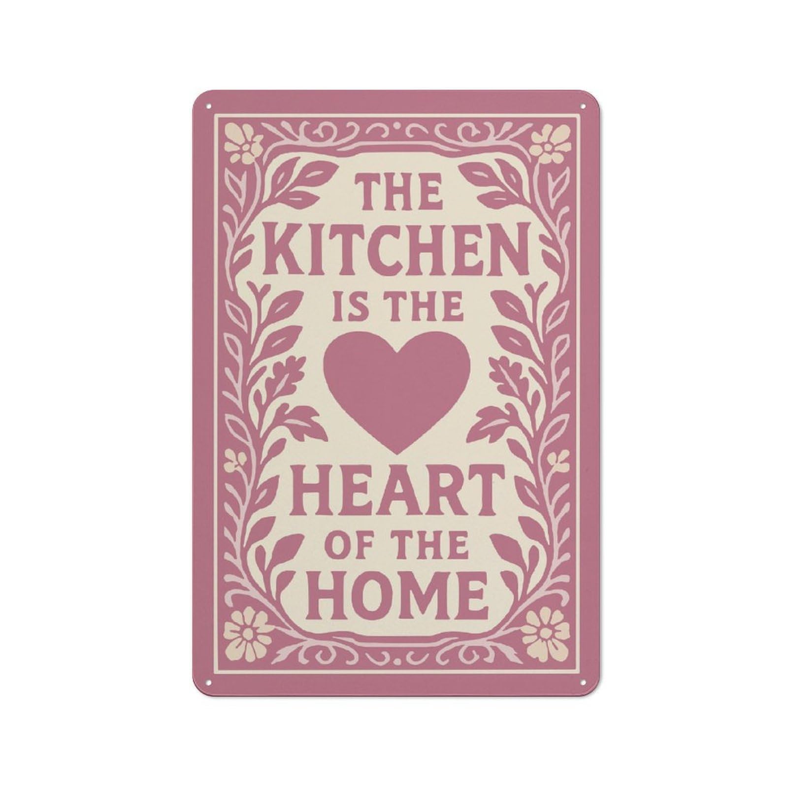 Junmoney Style-20 Vintage Metal Plaque 30X20cm Featuring The Kitchen Is The Heart For Hallway Wall, For Wall Display Collectors