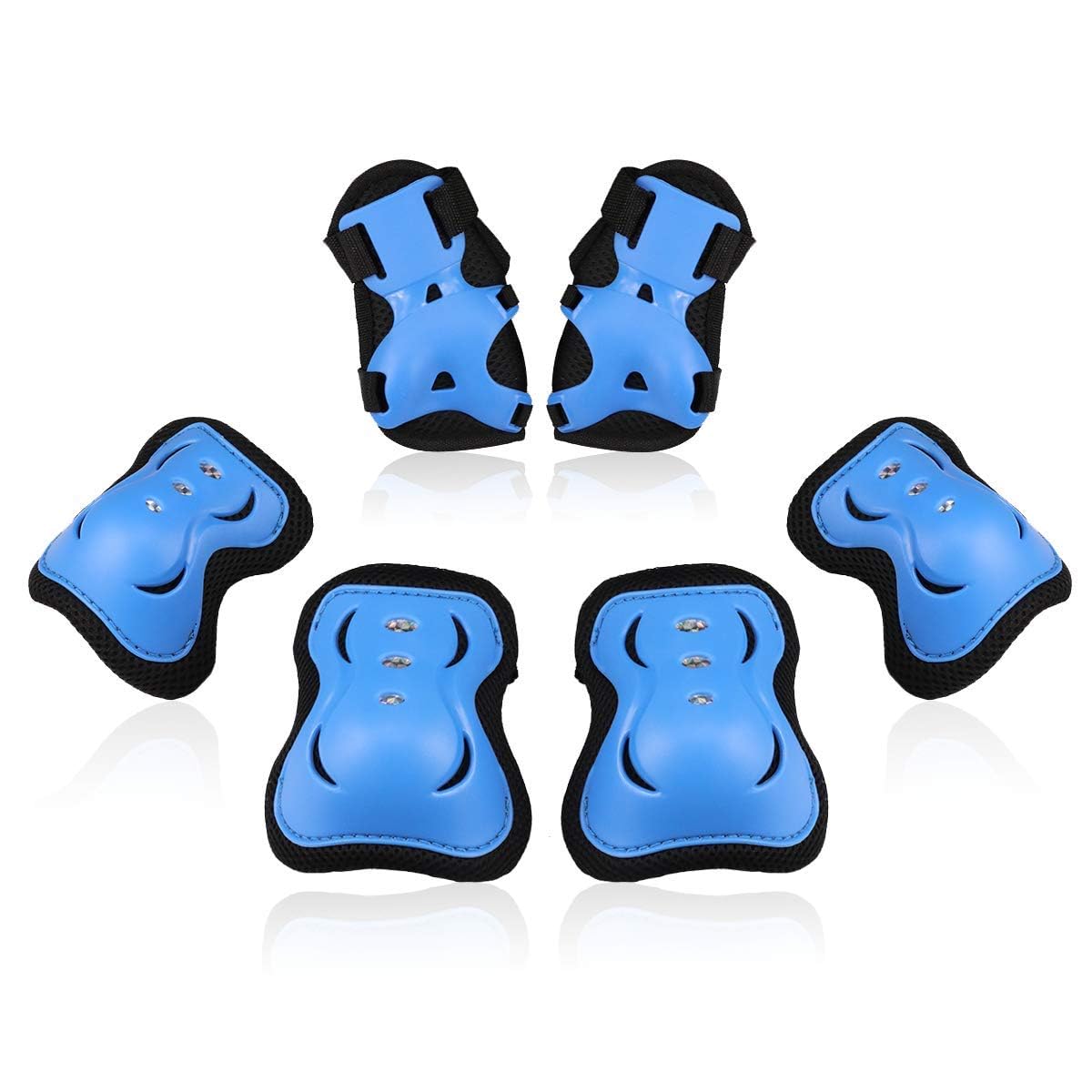 BOSONER Knee Pad for Kids 6 In 1 Knee and Elbow Pads for Children, Protective Gear Set with Wrist Guards, Kids Knee Pads for Skating (Blue/Black, Medium(9-15 years)) — image 1