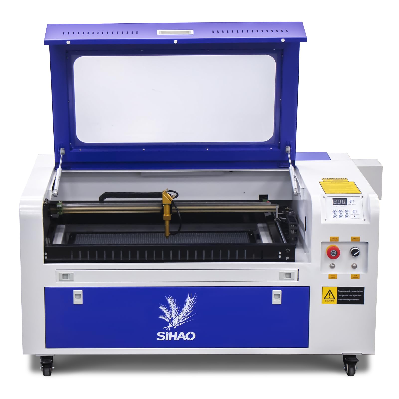60 W CO2 Lasergravurmaschine Kompakte Arbeitsplatte 600mm x 400 mm Gravurgeschwindigkeit 1-600 mm/s, Schnittgeschwindigkeit 1-400 mm/s Schneidemaschine für Gravierrohr