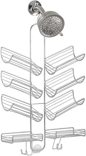 iDesign Organizador de ducha colgante de acero, colección Verona, 25 x 14 x 4 pulgadas, color plateado