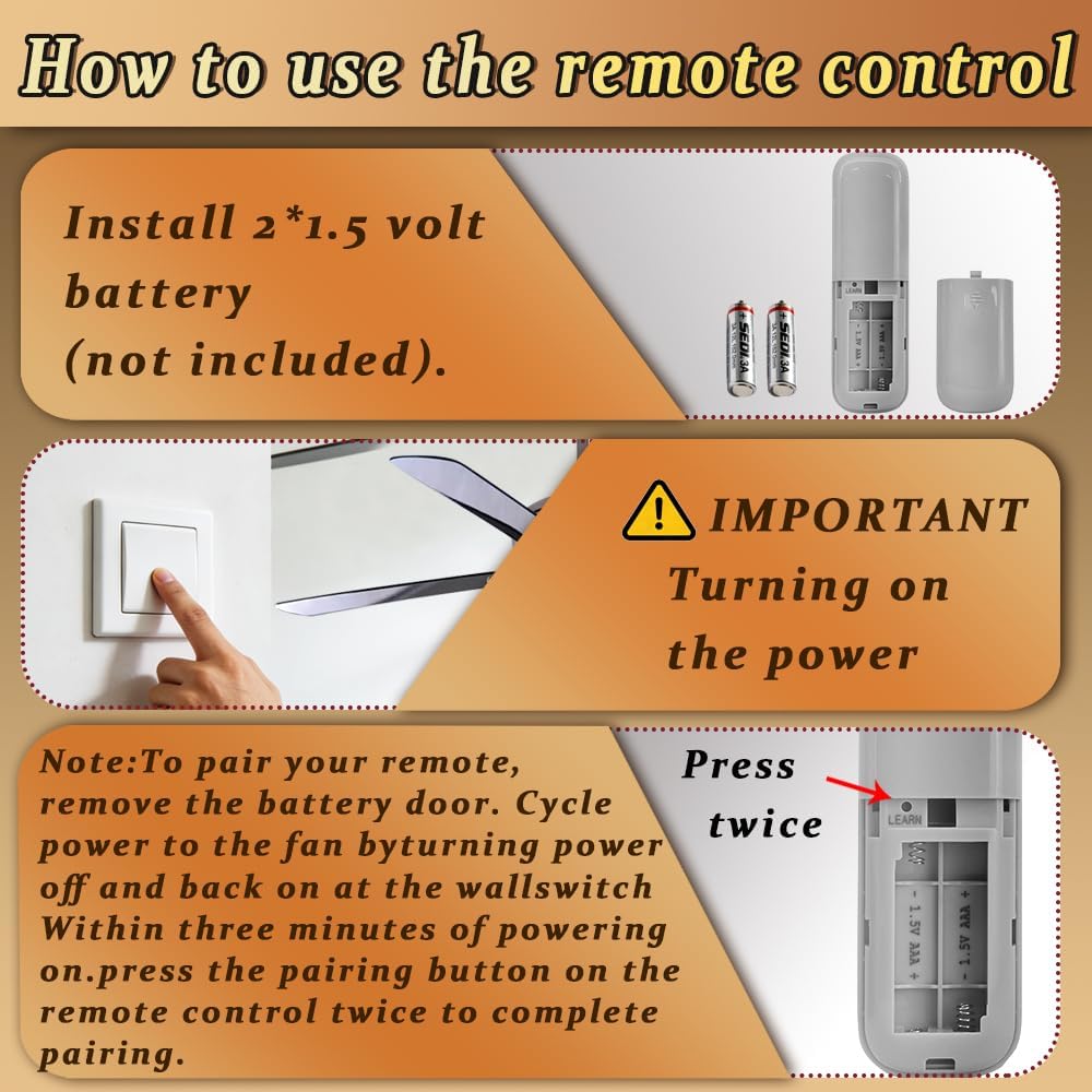 99813 Upgraded Ceiling Fan Remote Compatible with Hunter 99770 99392 99813 99118 99122 99123 99119, Light Dimmer 3 Speed Wall Mount, Battery Capacity Upgraded Version, 2 Years Warranty (Only Remote)