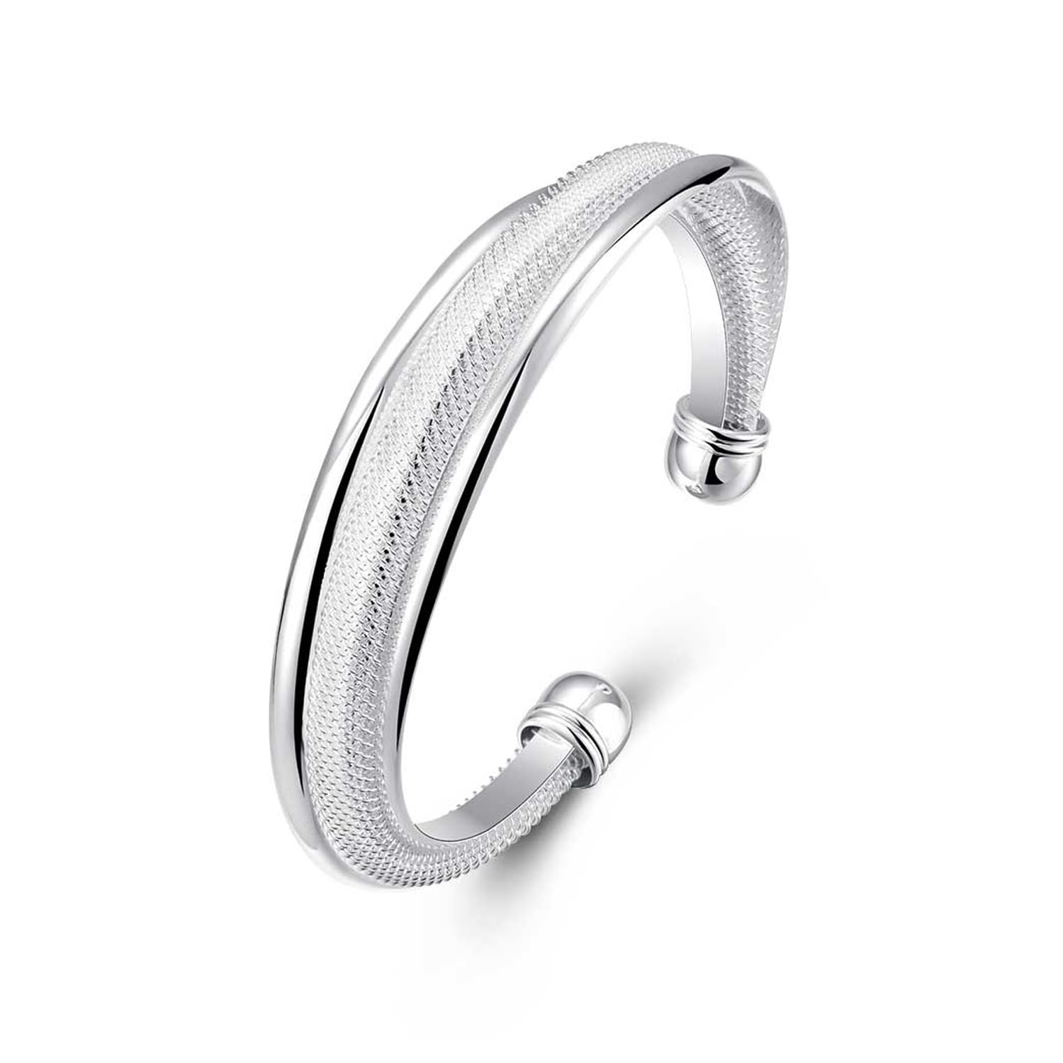 925 Sterling Silver Bracelets Open Adjustable Bangle Bracelet Teardrop Water Drop Cuff Bangles for Women