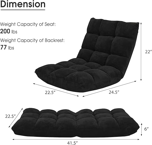 Miniatura 3 de GOFLAME Sofá de suelo plegable de 14 posiciones, sofá ajustable para juegos, silla acolchada, cama plegable para dormir para sala de estar,