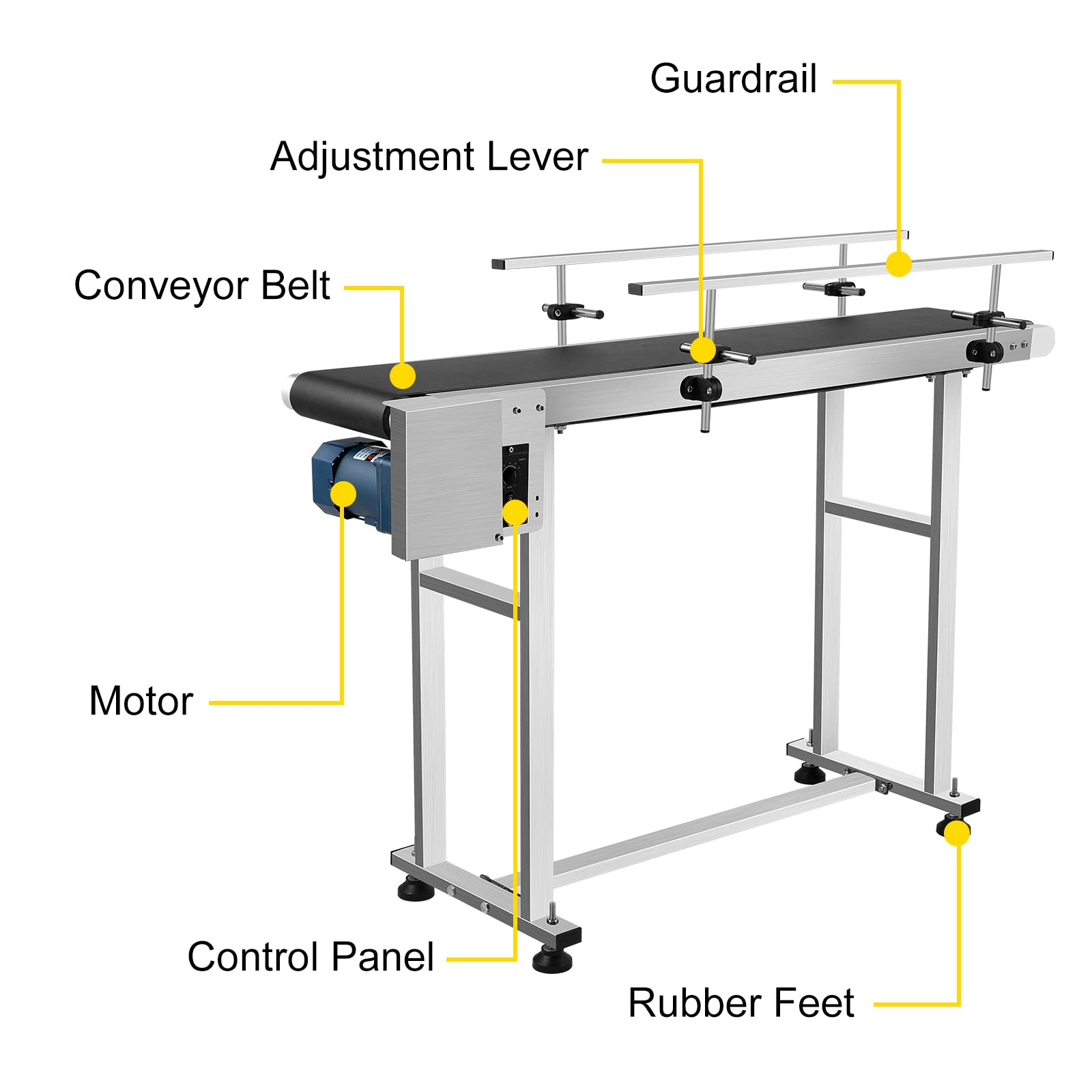 VEVOR Máquina Transportadora Eléctrica PVC 500x200x750mm Transportador Doble Barandilla