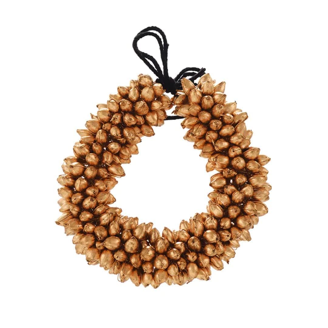 Diversa Artificial Flower Scrunchies for Hair Bun, Bracelet, Juda, and Ponytail - Wedding Jewellery Reusable Fragrance Hair Mogra Gajra Tie for Women/Girls - Scented (Golden, Pack of 1), 1 count (Pack