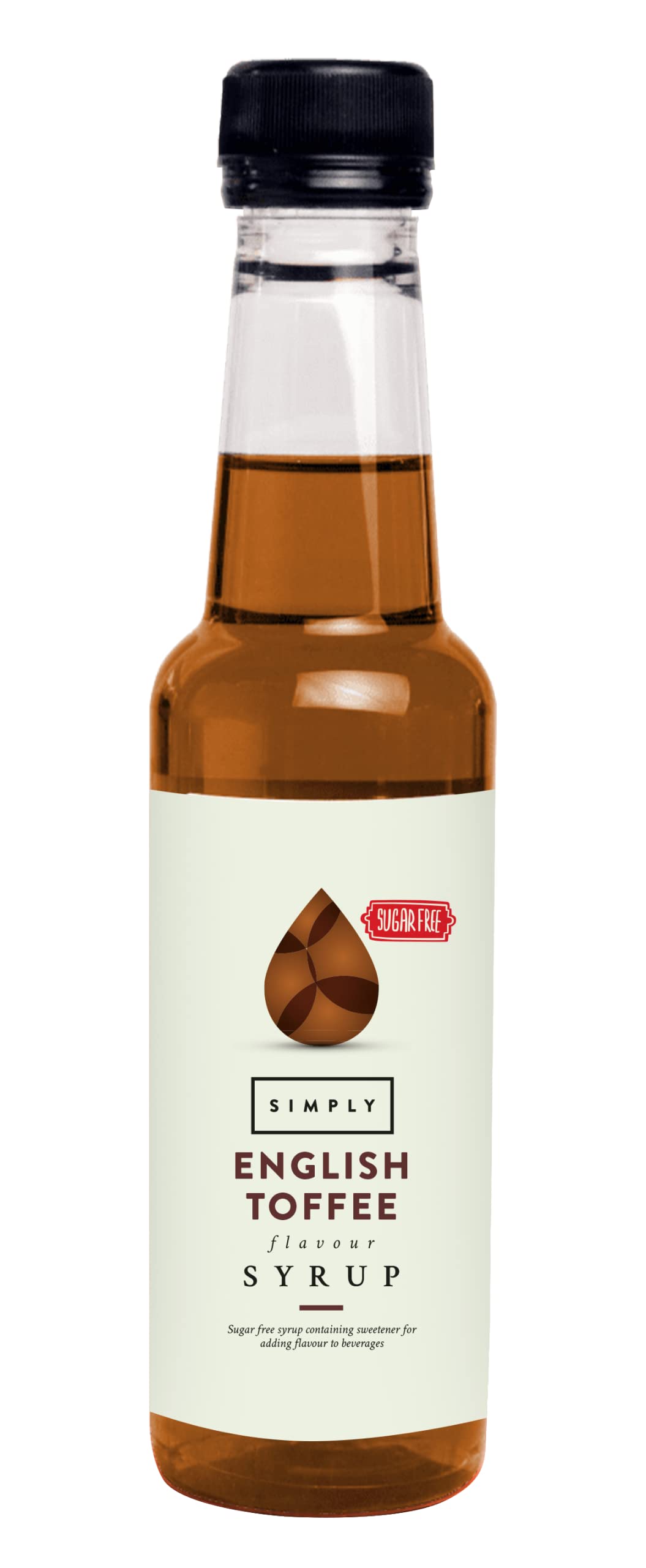 Simply Sugar Free English Toffee Syrup, Low Calorie, Vegan & Nut Free Flavoured Syrup for Coffee, Cocktails & Baking (250ml)