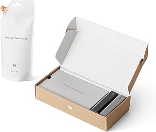 am Kit Nettoyage Écran 2 Pièces – Spray 200 ML Rechargeable, Chiffon Microfibre, Spray Nettoyant Lunettes – Nettoyant TV, Ordinateur, Smartphone, Tablette, Écran Tactile Voiture, Noir, Gris