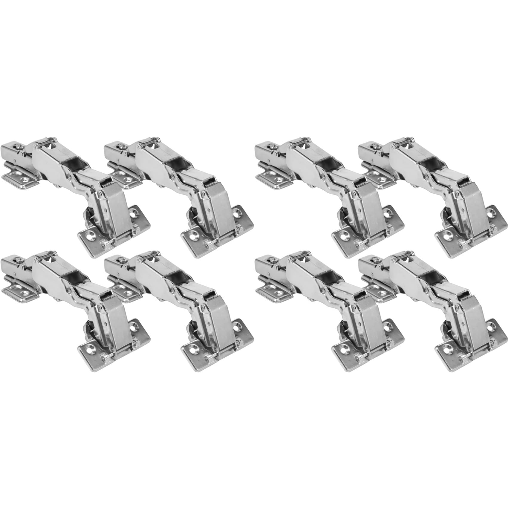 Jnchdghwa Silver 8Pcs 180 Degree Cabinet Hinges Concealed Hydraulic Adjustable Mounting Hinges Soft Close Cabinet Hinges Cold Rolledsteel