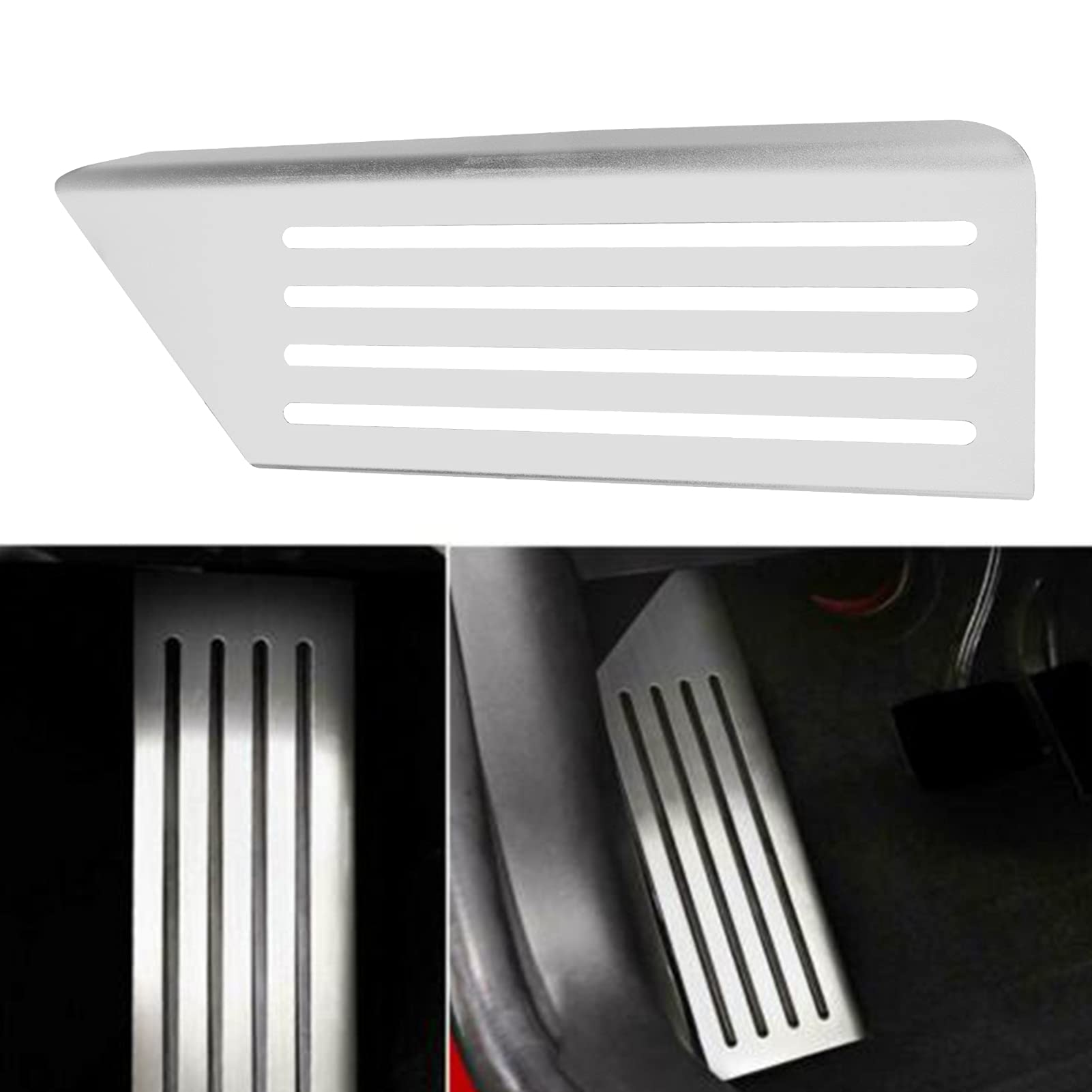 Poggiapiedi per Auto in Acciaio Inossidabile AMONIDA Pedale per Poggiapiedi per Auto, Grigio Metallizzato, Anteriore, Universale, Auto Elettrica