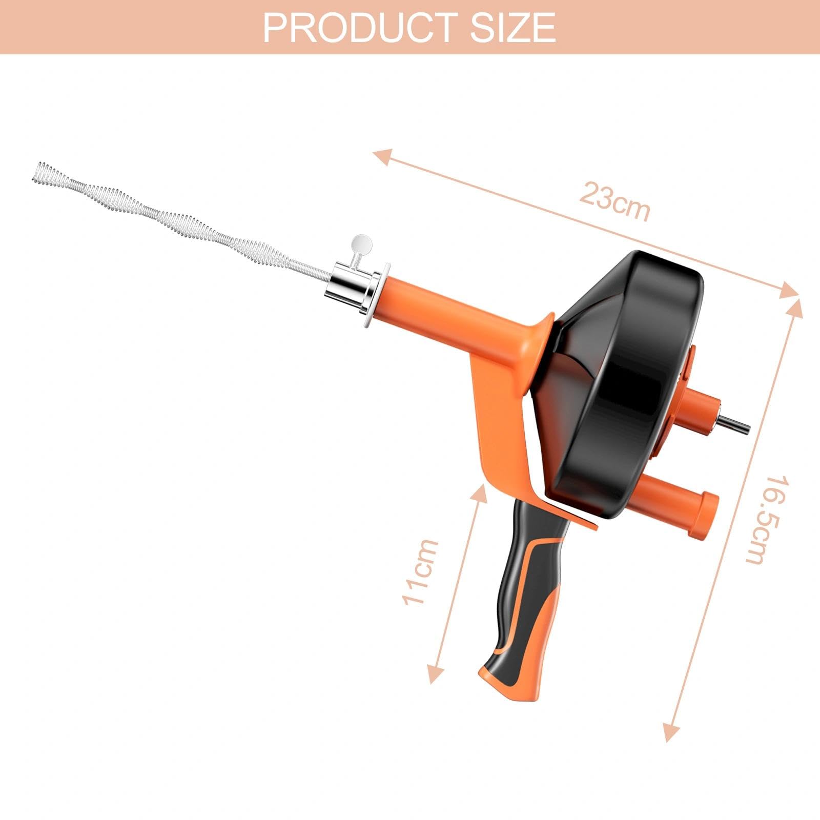 10m Stura Lavandini e Scarichi, Sonda Sturatubi, Stura Tubi di Scarico, Sturalavandini con Guanti, Spirale per La Pulizia Dei Tubi per Lavandini, Scarichi, Vasche da Bagno, Fognature - 3
