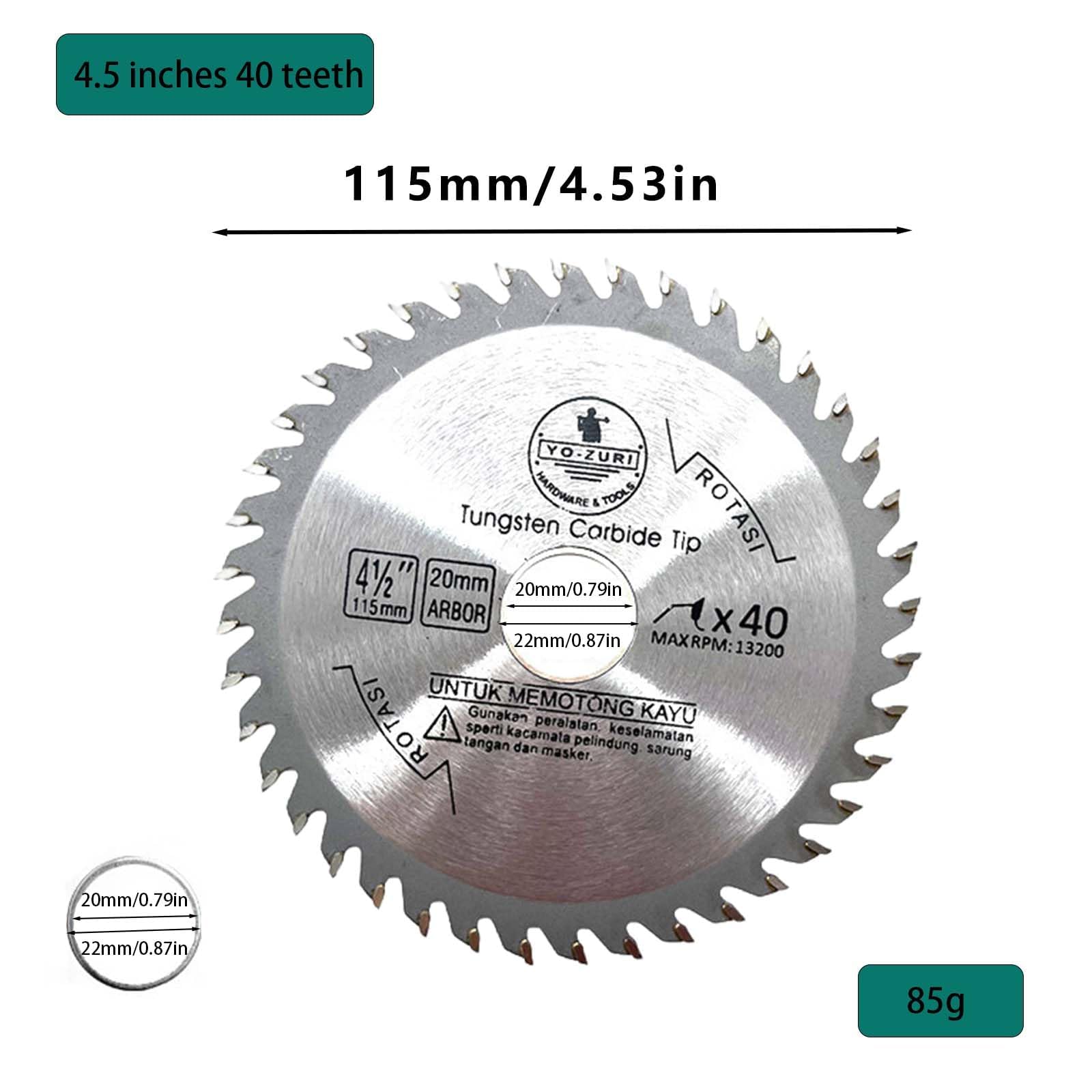 115mm ×20mm×Aperture×40T Portable Circular Wood Saw Blade Alloy Steel Professional Hard TCT Alloy Saw Blade Wood Board Solid Woods Cutting Disc for Woodworking Angle Grinding (2 Pack) - Image 2