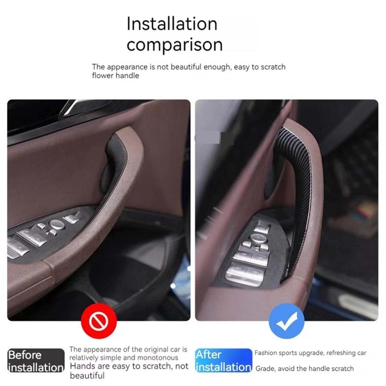 klamka zewnętrzna Wnętrze samochodu pasuje do BMW X3 F25 G01 X4 F26 G02 2009-2022 Klamki drzwi Panele ozdobne Wewnętrzna osłona klamki Stylizacja(C3)