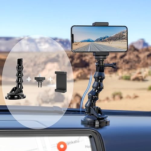 Miniatura 3 de Soporte de montaje de coche flexible con ventosa para GoPro Hero 12 Negro, Hero 11/10/9/8/7 Negro, 4 sesiones, 4 Plata, iPhone, Samsung Galaxy,