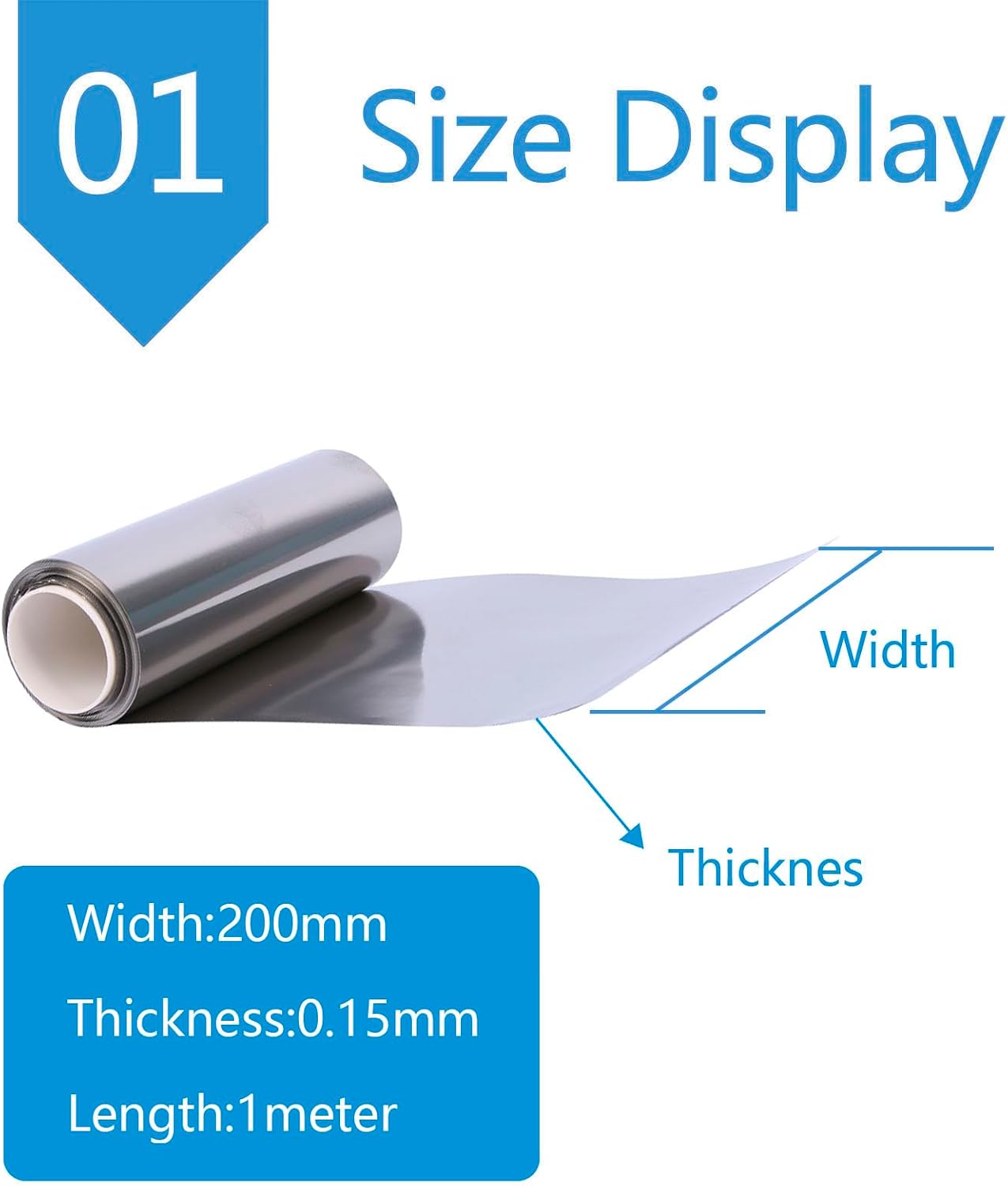 Titanium Foil Strip Sheet Metal For Industrial Fittings, 20cm Wide, 1 Metre Long,Thickness:0.25mm(Thickness:0.15mm)