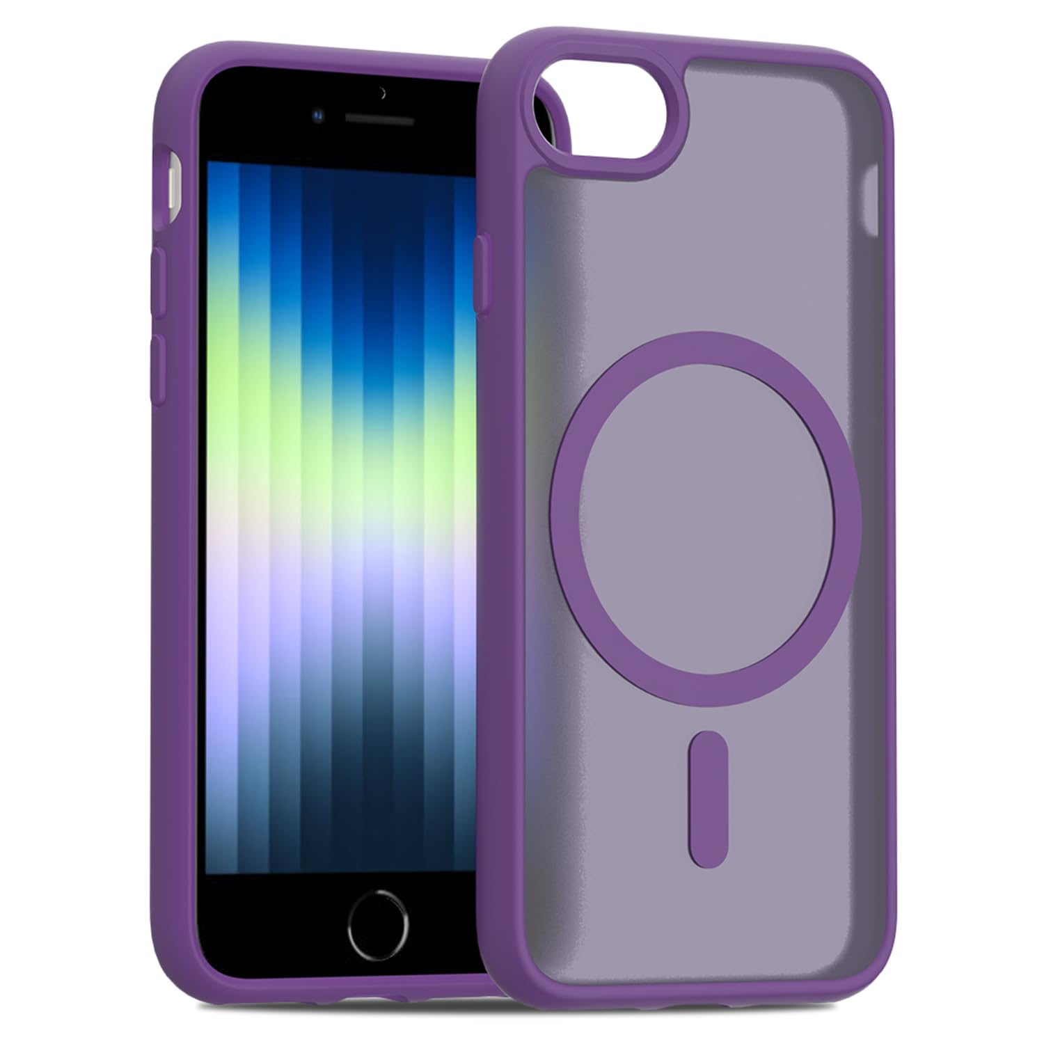 iPhone SE 2022/iPhone SE 2020/iPhone 8/iPhone 7, Shockproof Matte Translucent Hard Back Slim Protective Case - Magnetic Dark Purple