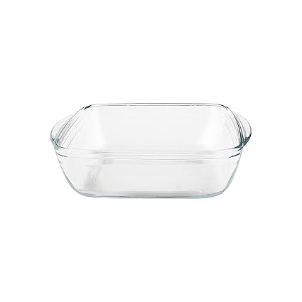 La Opala, Cook Serve Store, Borosilicate Glass Square Dish with Handle 2.2 L, 1 pc, Transparent