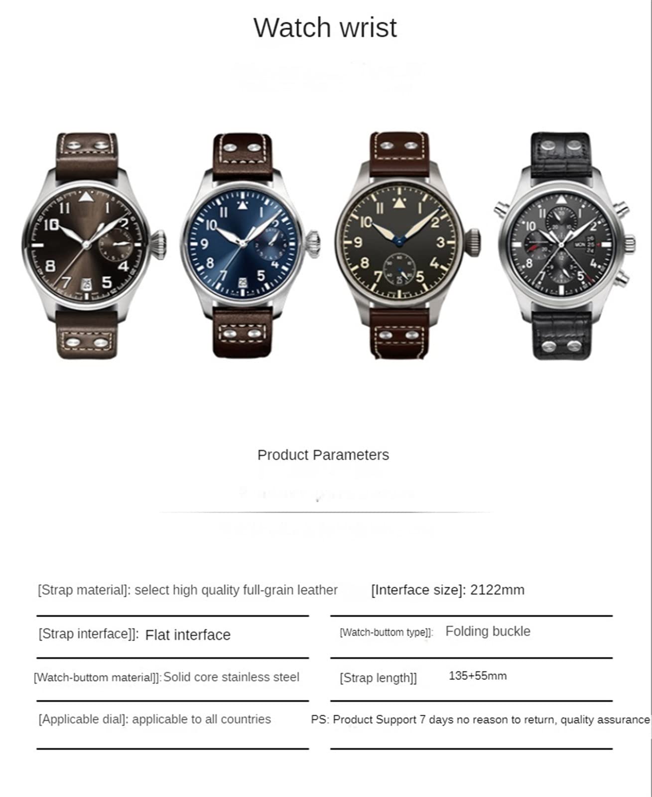IWC Iw500916 Iw500916 nity skórzane paski do zegarka, wodoodporne, odporne na pot, miękkie, wygodne, akcesoria do paska do zegarka 21 mm, 22 mm