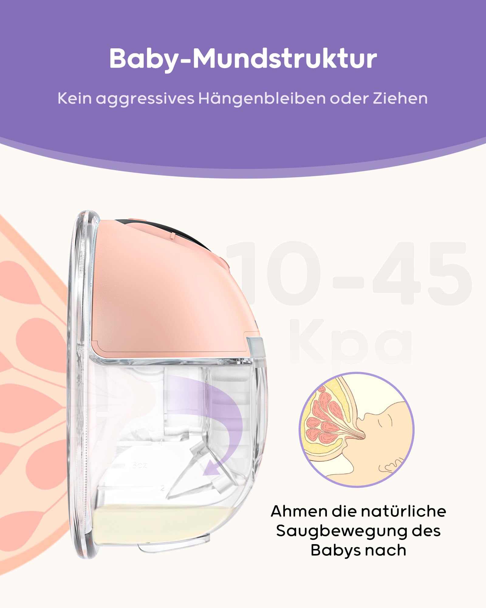 Nuliie Tiralatte elettrico a mani libere S32, tiralatte portatile indossabile, 4 modalità, 9 livelli, flangia comoda da 24 mm, accessori più privati e sostituiti inclusi (2 confezioni, rosa)