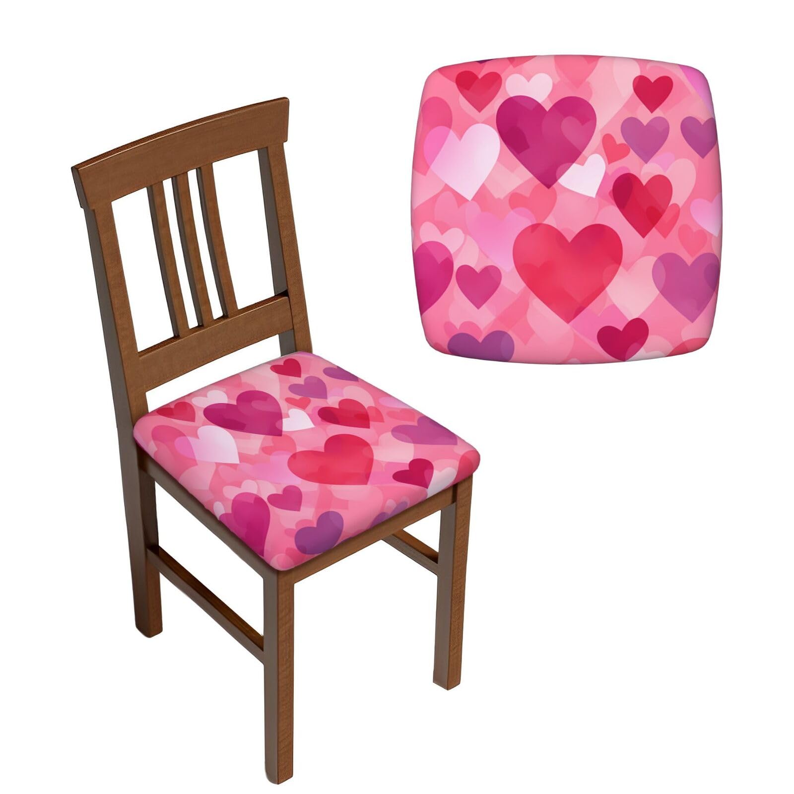 Lot de 6 housses de chaise de salle à manger en forme d'amour rose