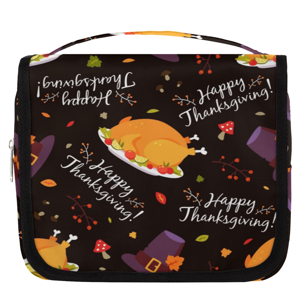 Bolsa de aseo de viaje con patrón de Acción de Gracias, bolsa de lavado unisex para colgar artículos de tocador cosméticos, multicolor, Talla única