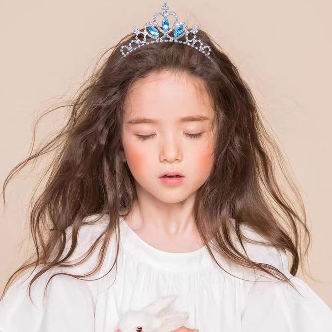 Corona Princesa Niña, 2 Piezas Coronas de Princesas Tocado de Cristal para Niñas Rosas Corona de Princesa para Niños Cumpleaños Azul Accesorios Princesa Corona Adecuado para Niñas de 3-12 años