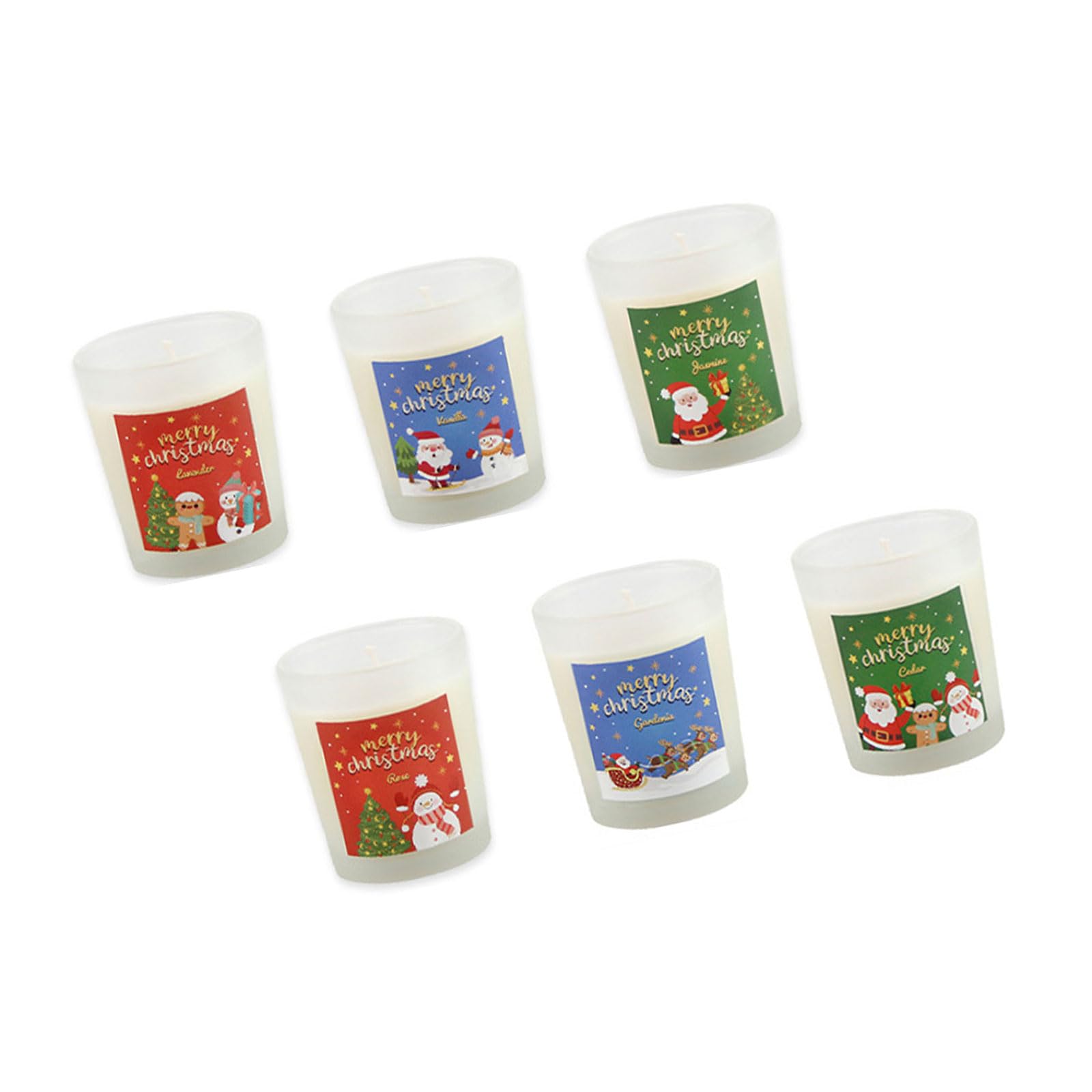 Kalttoy 6Pcs Christmas Aromatherapys Set Soybean Wax Festival Gift Box for Home Celebration Elegant Set