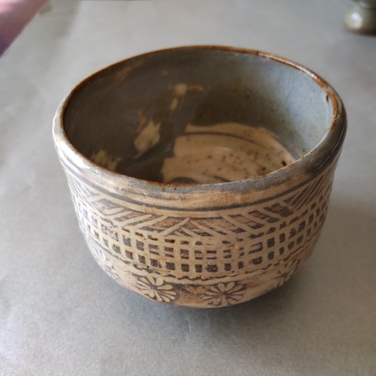 Amazon.co.jp: 三島手ぐい呑高坏盃小紋象嵌三島刻三島粉引刷毛目名品2