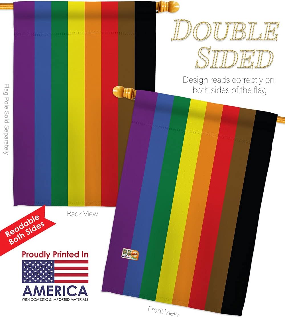 Americana Home & Garden Pride Philadelphia Rainbow House Flag Support Rainbow Love LGBT Gay Bisexual Pansexual Transgender Small Decorative Gift Yard Banner Double-Sided Made in USA 28 X 40