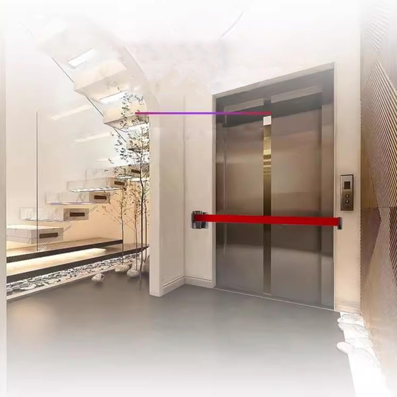 cinta de señalización, Barrera de pared control multitudes con cola seguridad retráctil cinturón rojo 2M/3M/5M(A,5M/16.4FT)